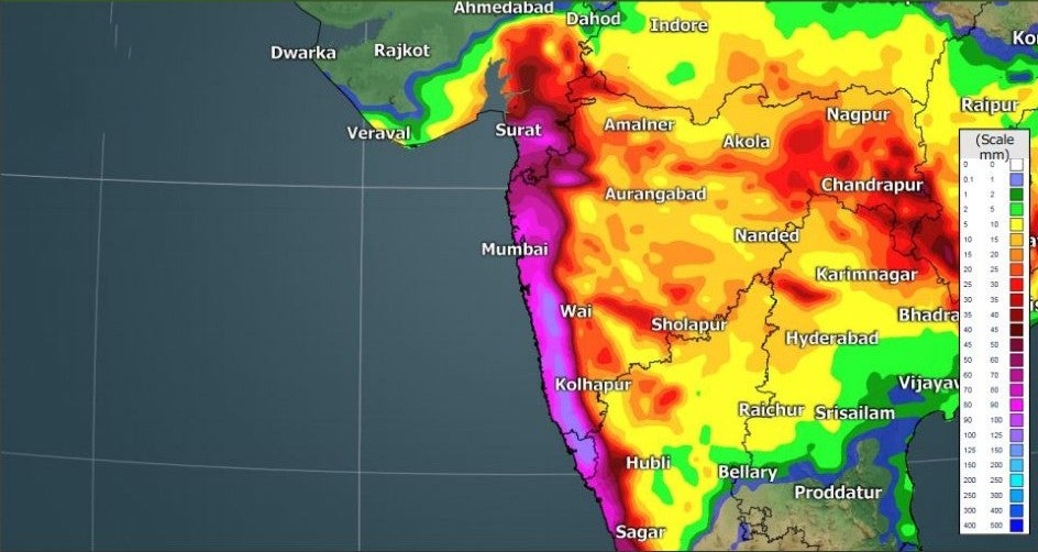 the India map showing monsoon impact